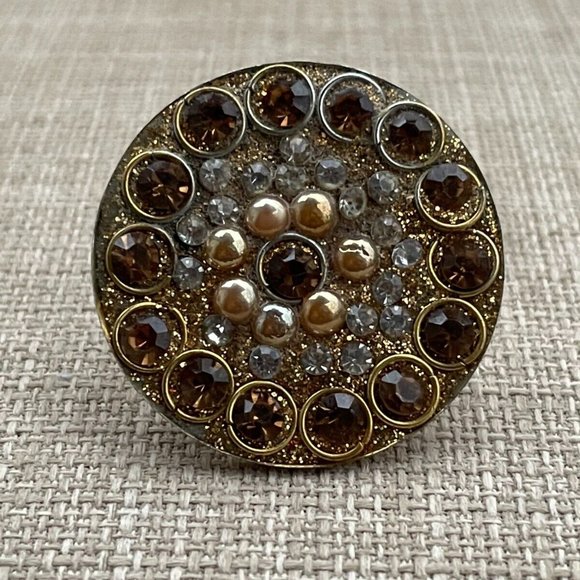 Fashion Women Rings Faux Stone Big Face Ring Fancy Jewelry Size adjustable 7-9 - Picture 2 of 12